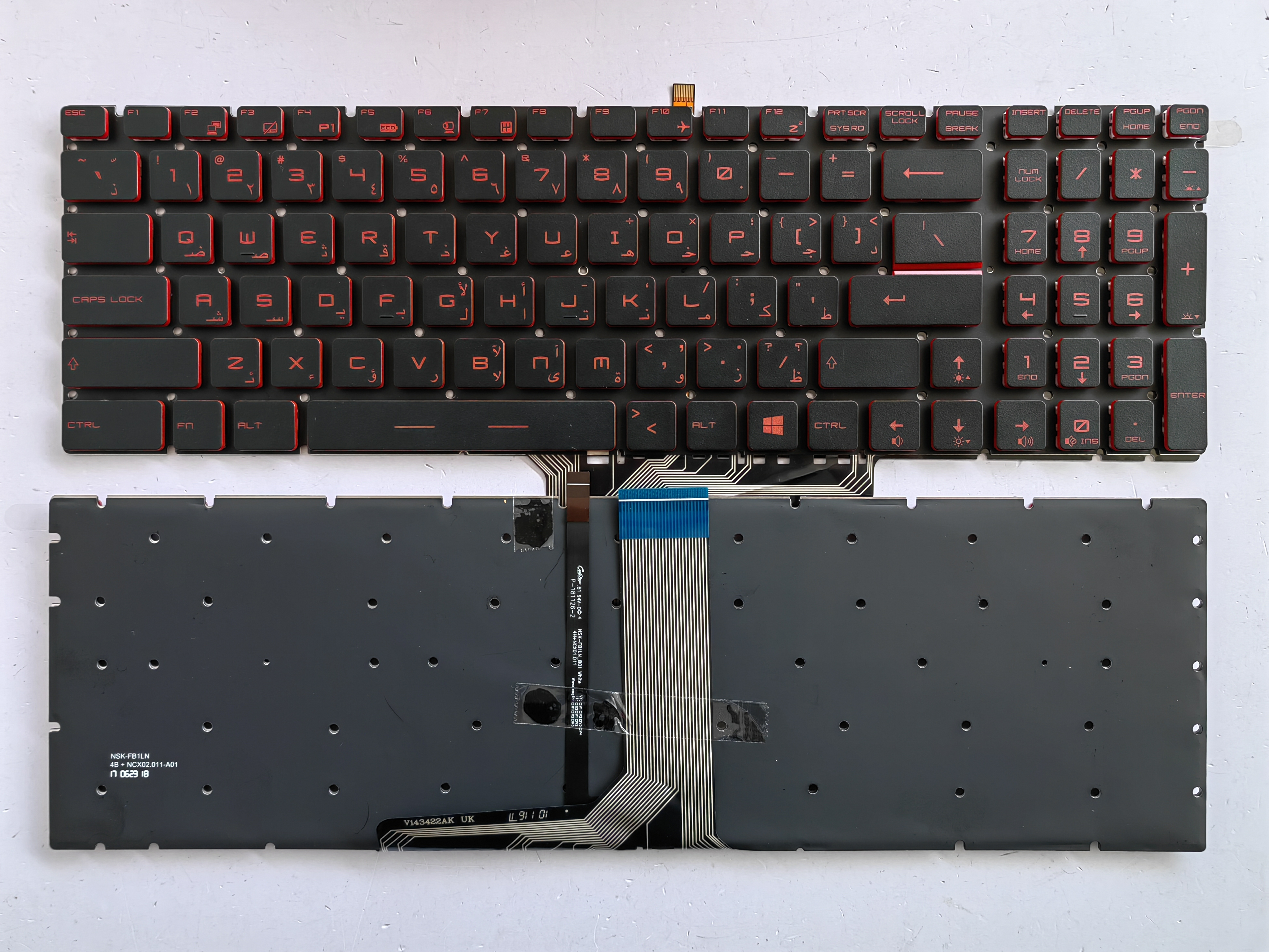 Picture of New Replacement Laptop Keyboard For MSI GS60 BLACK Backlit,Red Printing,Red side (OEM) AR Layout